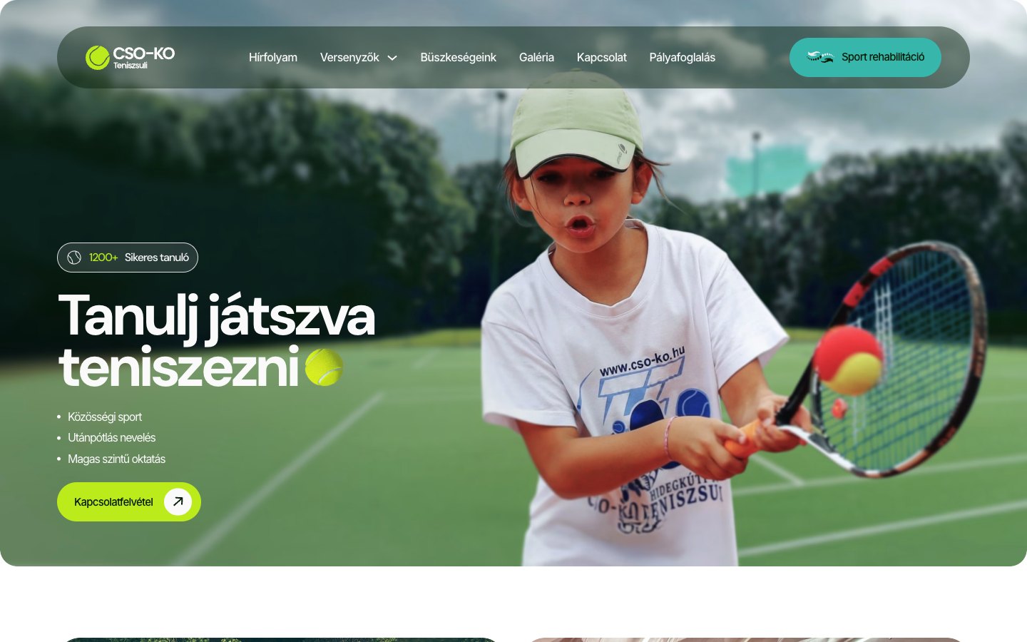 CSO-KO Teniszsuli weboldal – hero