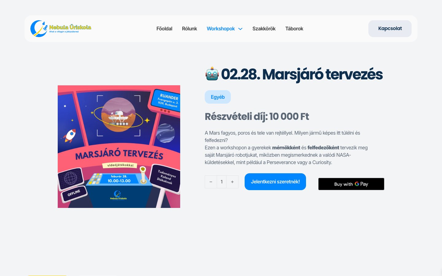 Nebula Űriskola weboldal – p4