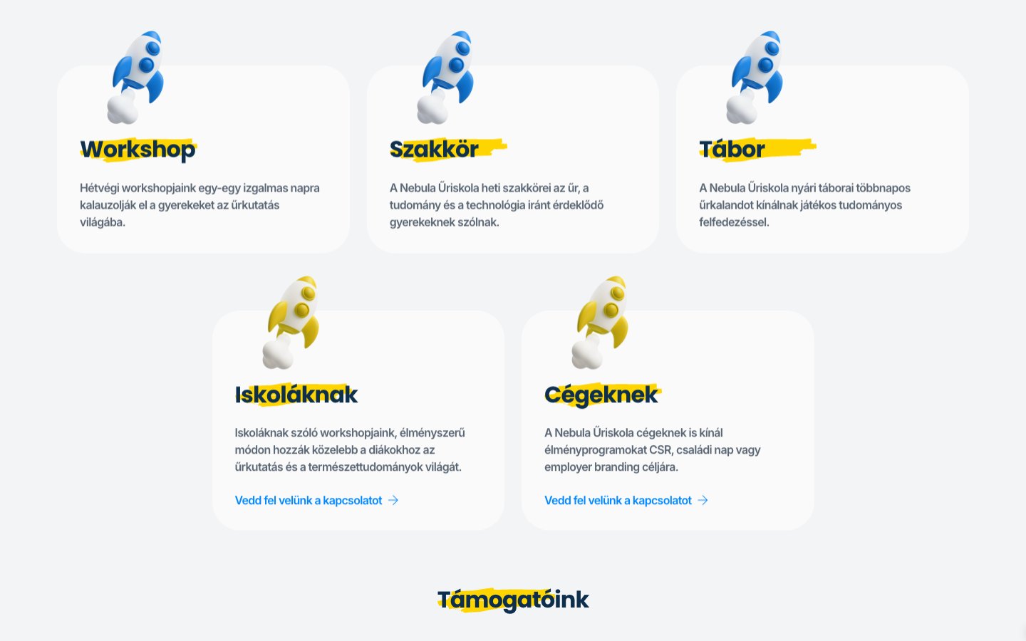 Nebula Űriskola weboldal – s2
