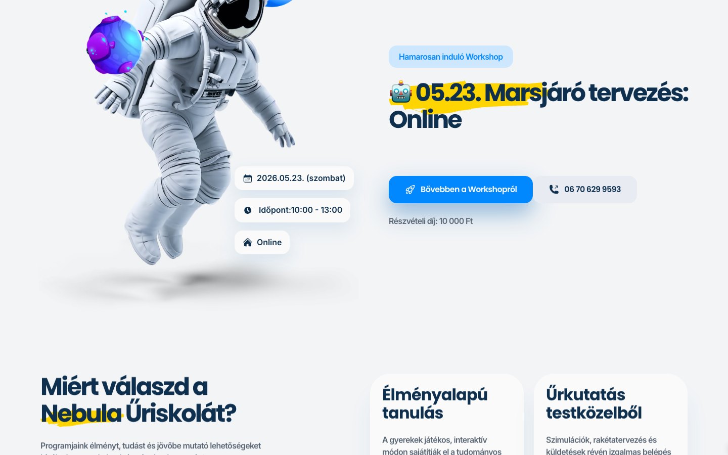 Nebula Űriskola weboldal – s3