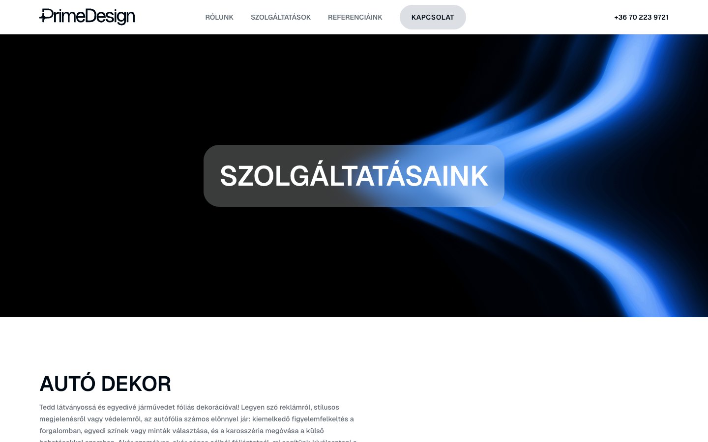 Prime Design weboldal – p2