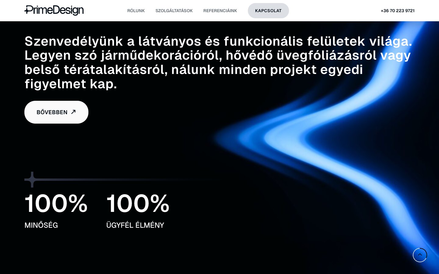Prime Design weboldal – s2