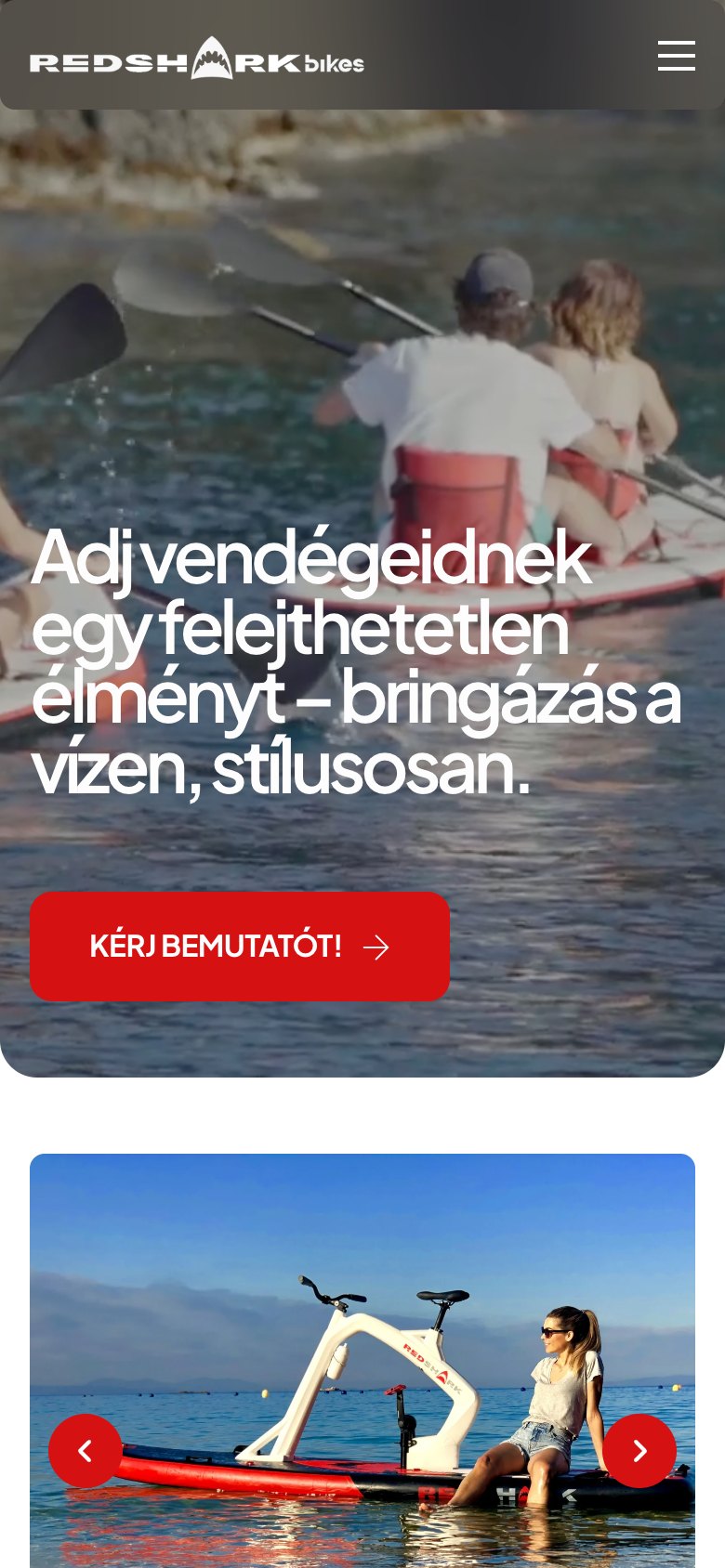 Red Shark Bikes weboldal – mobile